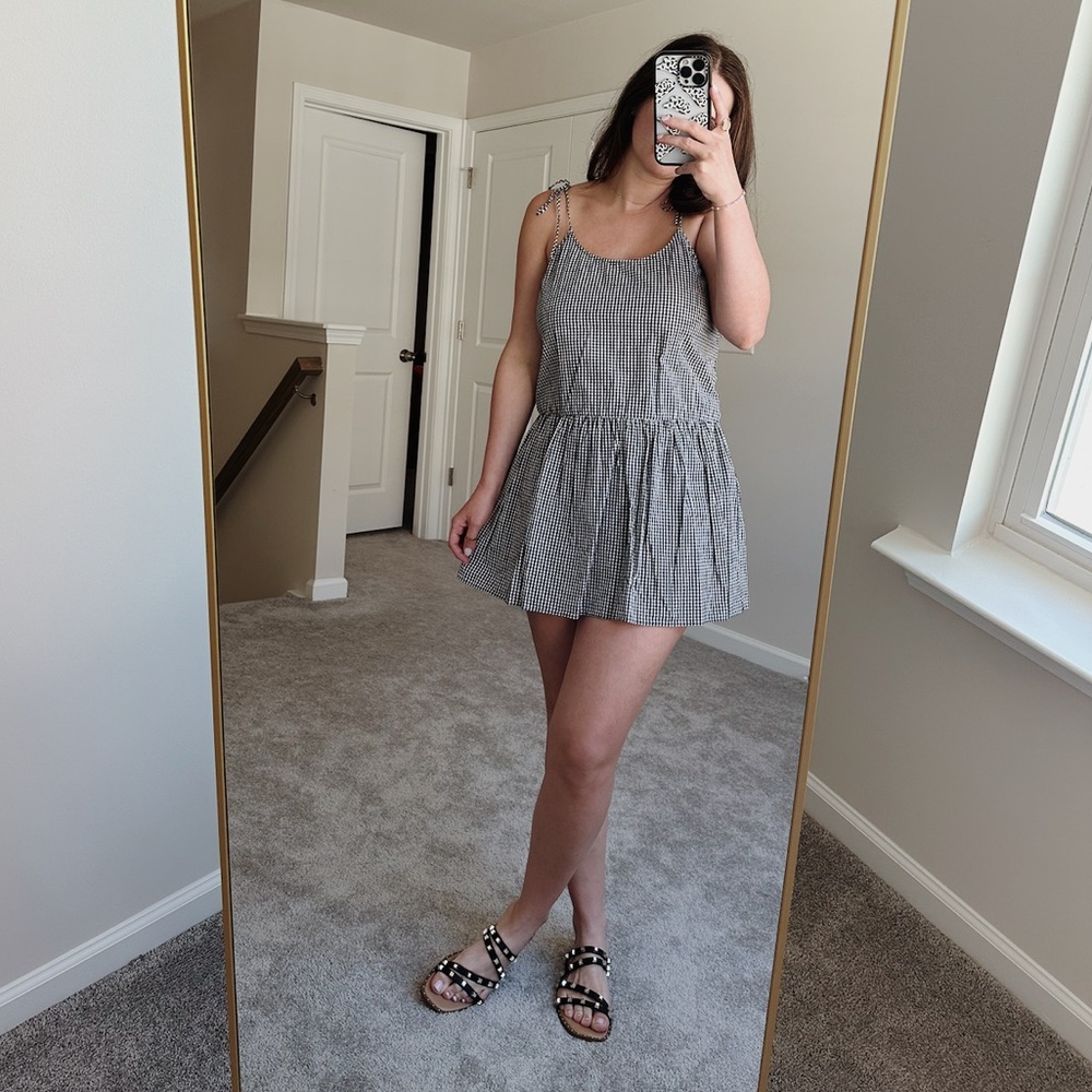 Free People Gingham Print Mini Dress